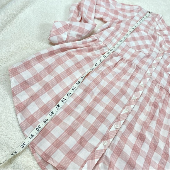 Torrid Pink Plaid Button Up Tunic Size 1 - Picture 8 of 11